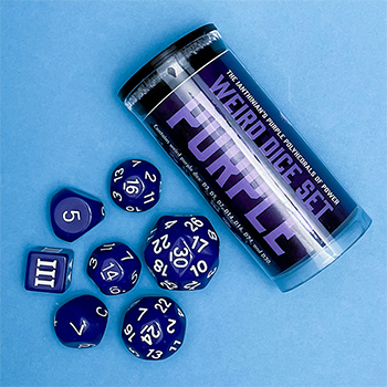 dcc day 2022 purple dice of the fallen gods The Ianthinian’s Purple Polyhedrals of Power